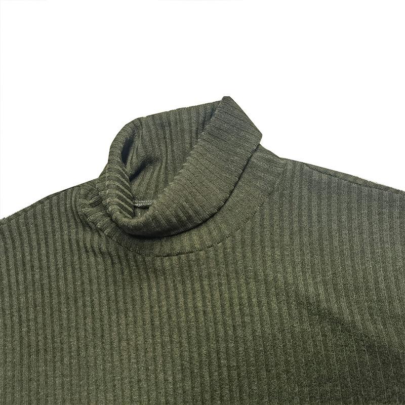 Men's Knitting Bottom Shirt Fashion High Neck Long Sleeve Fitting Versatile T-shirt Vintage Trendy Casual Wear Minimalist Fashion Breathable Shirt