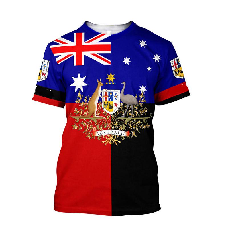 Heißes australisches Stil 3D-Druck Sommer Herren Rundhals-T-Shirt Lässig Kurzarm Übergroßer Pullover Modetrend Herrenbekleidung