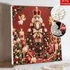 DIY Framed Pearl Painting Kit with Christmas Nutcracker and Angels Pattern 5D Sparkling Bead Art Canvas Ready to Display Holiday Home Decor Gift Idea