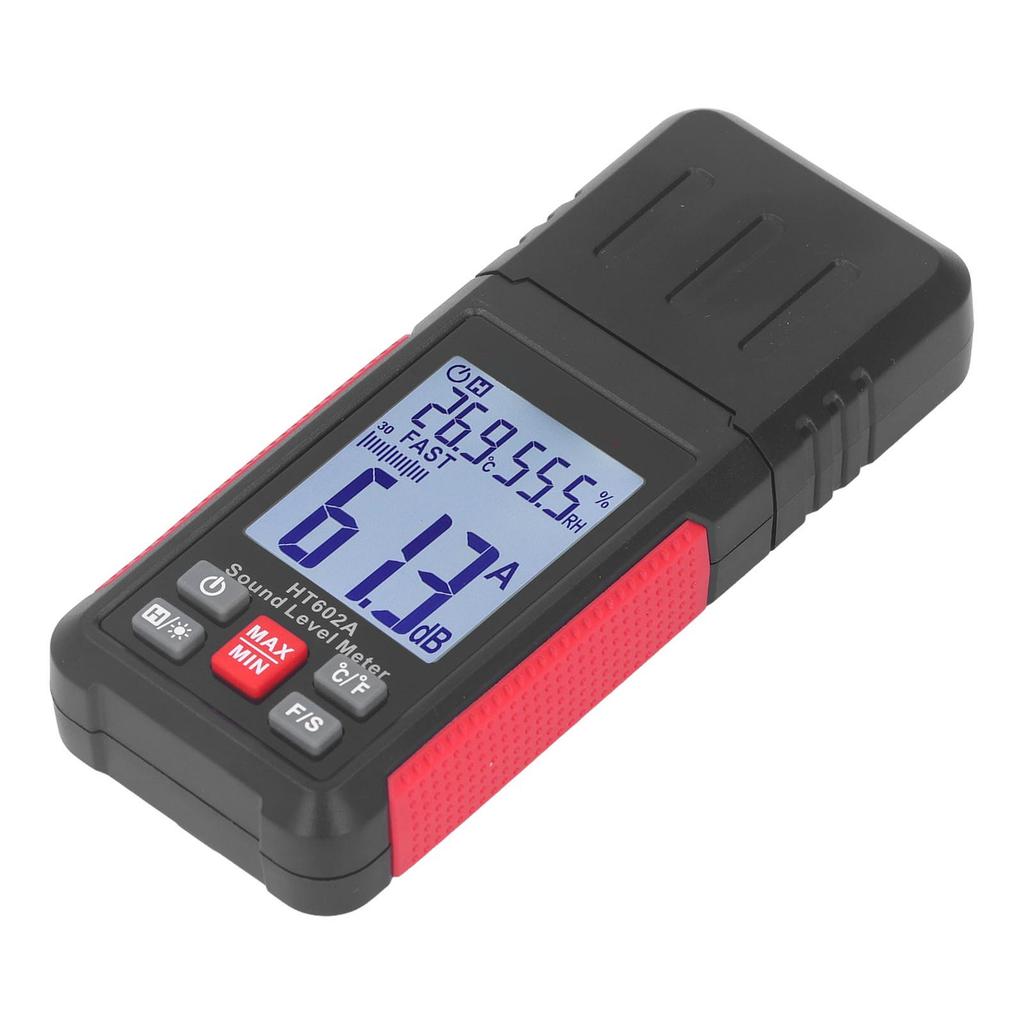 Sound Level Meter Digital Portable 30‑130dB Decibel Noise Temperature Humidity Measuring with LCD Screen Backlight