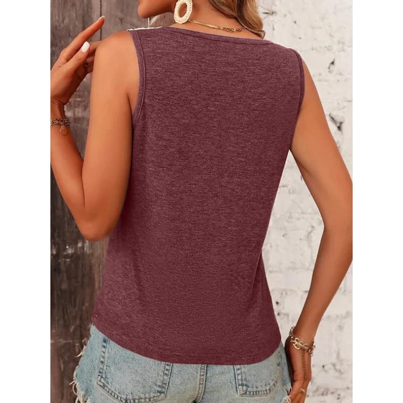 DAFIFY Women's Fashion Summer Casual Sleeveless U-Neck T-shirts and Tops