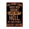 Funny Sarcastic Metal Sign You Think I Care Retro Black Orange Distressed Wall Decor 8x12 Inch Family Quote Tin Poster