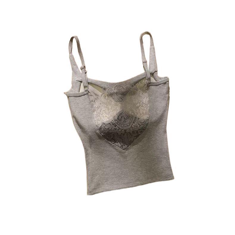 Elegantes Camisole mit Spitzeneinsätzen für Damen: Sommer-Top mit Brustpolstern & sexy Rückendesign