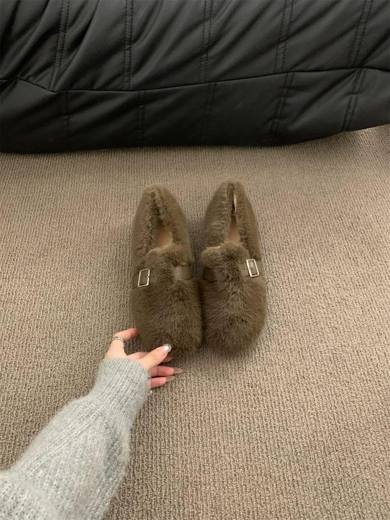 Mao Mao shoes for women's winter wear 2025 new spring and autumn models with thick soles and an inner height increase of 5cm, piled bean cotton shoes