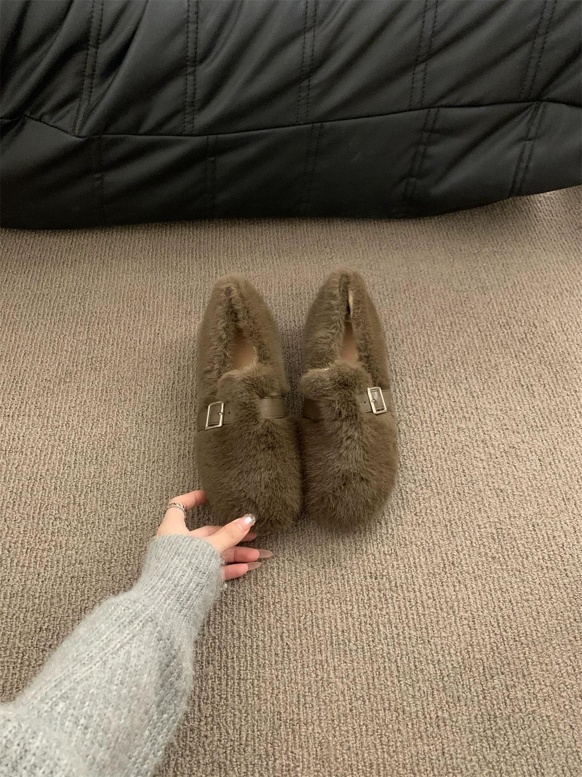 

Туфли Мао Мао для женской зимней одежды 2025 новые весенне-осенние модели на толстой подошве и с внутренней высотой 5 см, валенки из бобового хлопка 40 коричневый