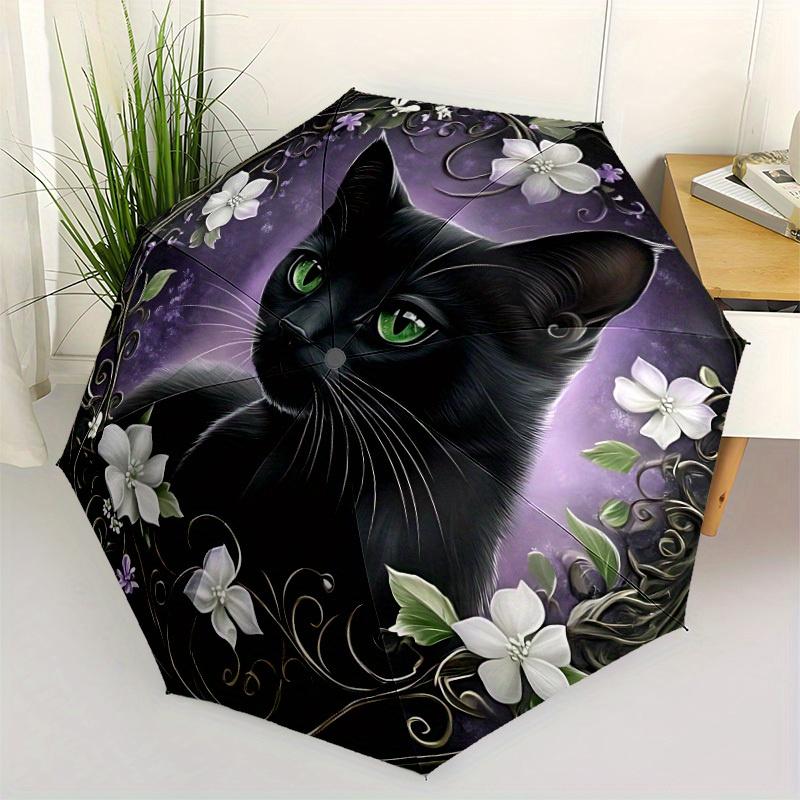 1pc Black Cat Automatic Open/Close Umbrella, Ideal Fan Gift for Birthday, Christmas, Outdoor Essentials, Trendy Fashion Yy250828011