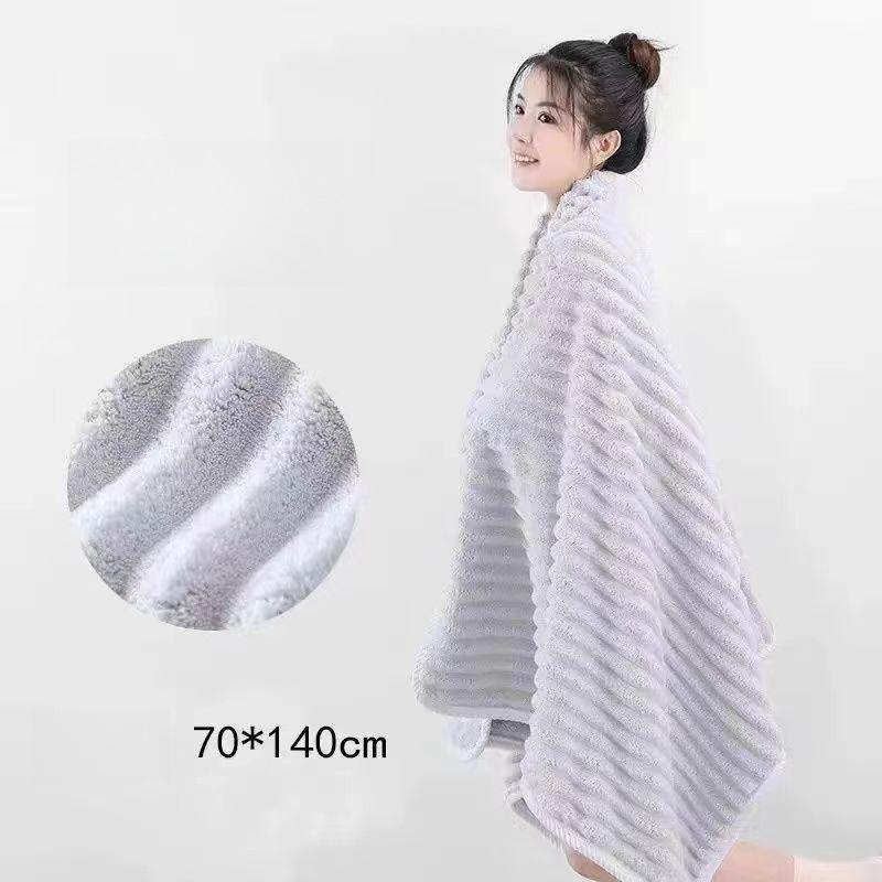 Coral Fleece Bath Towel 70 X 140cm Strip Shaped Pattern Bath Towel for Women, Quick Drying Thickened Bath Towel