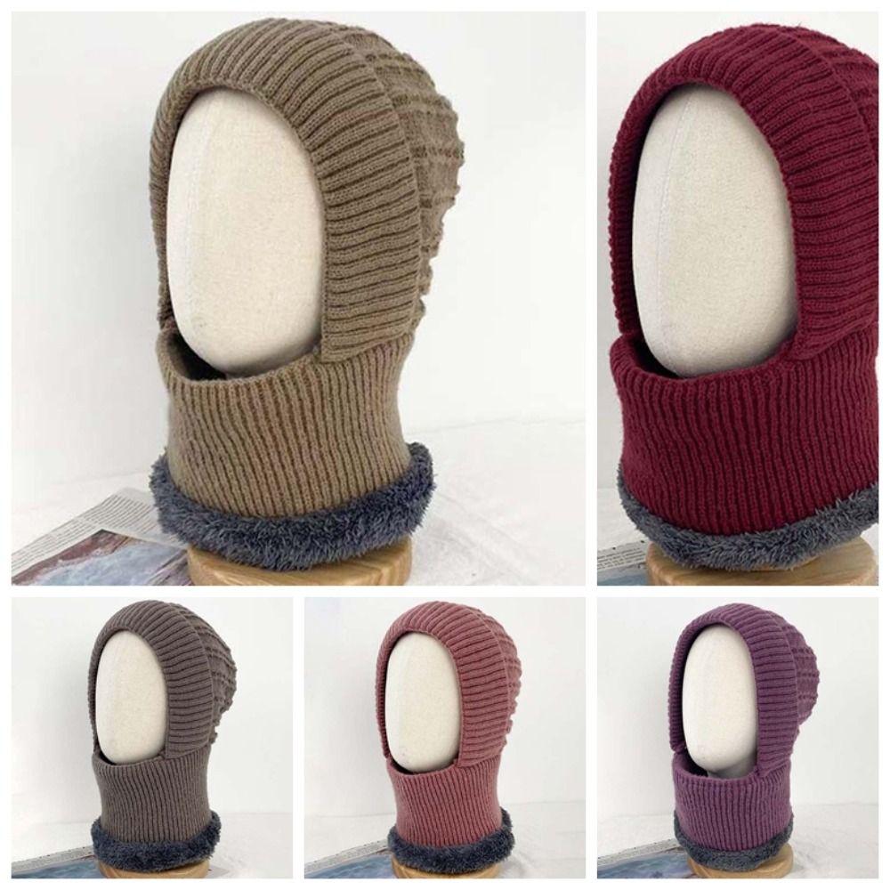 Windproof Fleece Balaclava Hat Warmer Winter Pullover Cap Gift for Mom Hooded Neck Cap Women