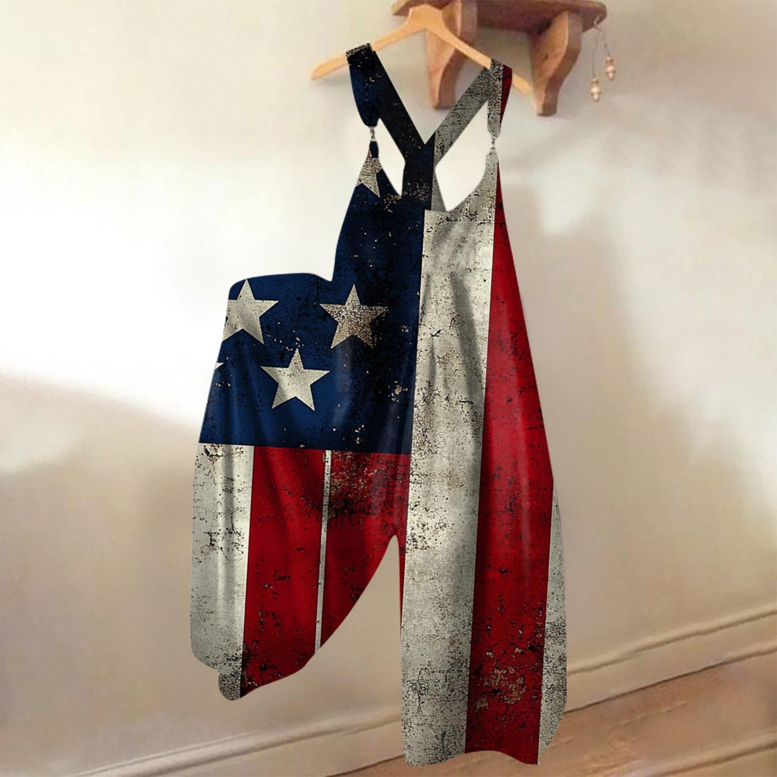 

Women s Fashion Print Casual Loose Back Straps Wide Leg Jumpsuit L