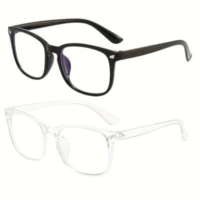 2Pcs Retro Flat Glasses For Men And Women Anti Blue Light Glasses Anti Box Rice Nail Glasses Frame Computer Mirror