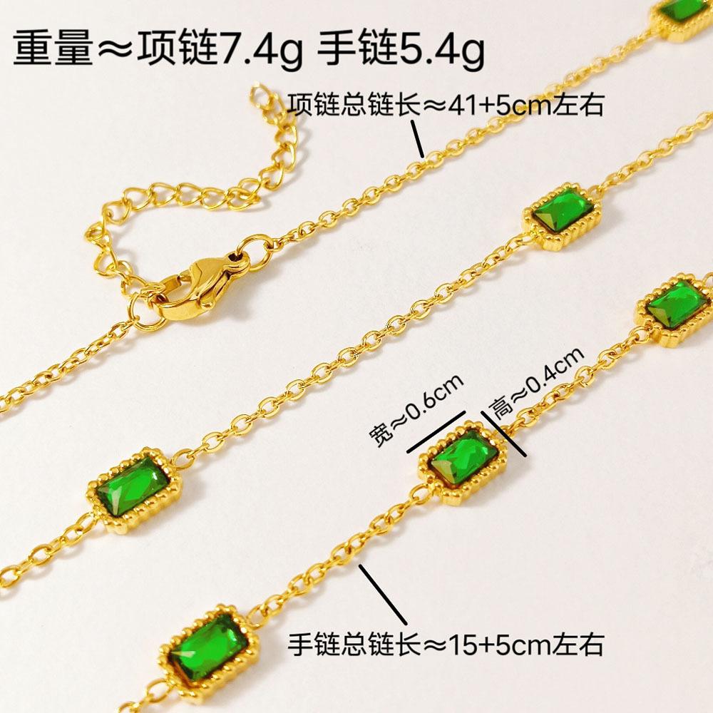 Fashion Personalized Emerald Collarbone Chain Personalized Design Titanium Steel Bracelet Women Do Not Fade Versatile