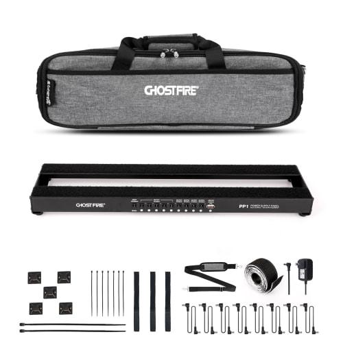 

GHOSTFIRE Effects Board with Built-in Power Supply, Aluminum Alloy Guitar Pedal Board with Carrying Bag, Lightweight, 19 x 5.1 inches, 1.5 lbs (PP1)