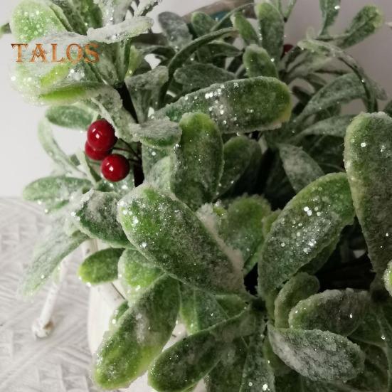 Künstlicher Mistelzweig, Weihnachtsdekoration zum Aufhängen, künstliche Mistelzweige mit Schleife, glitzernden Blättern, künstlicher Mistelzweig für Girlanden, Blumensträuße, Tür
