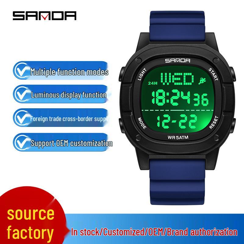 Sanda 9078: Luminous Waterproof Sports Watch for Teens and Adults with Alarm Feature