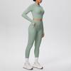 Zipper Crop Top Jacket & High-Waist Butt-Lifting Pocketed Pants Sports Set - Perfect for Yoga, Running, & Casual Fitness.