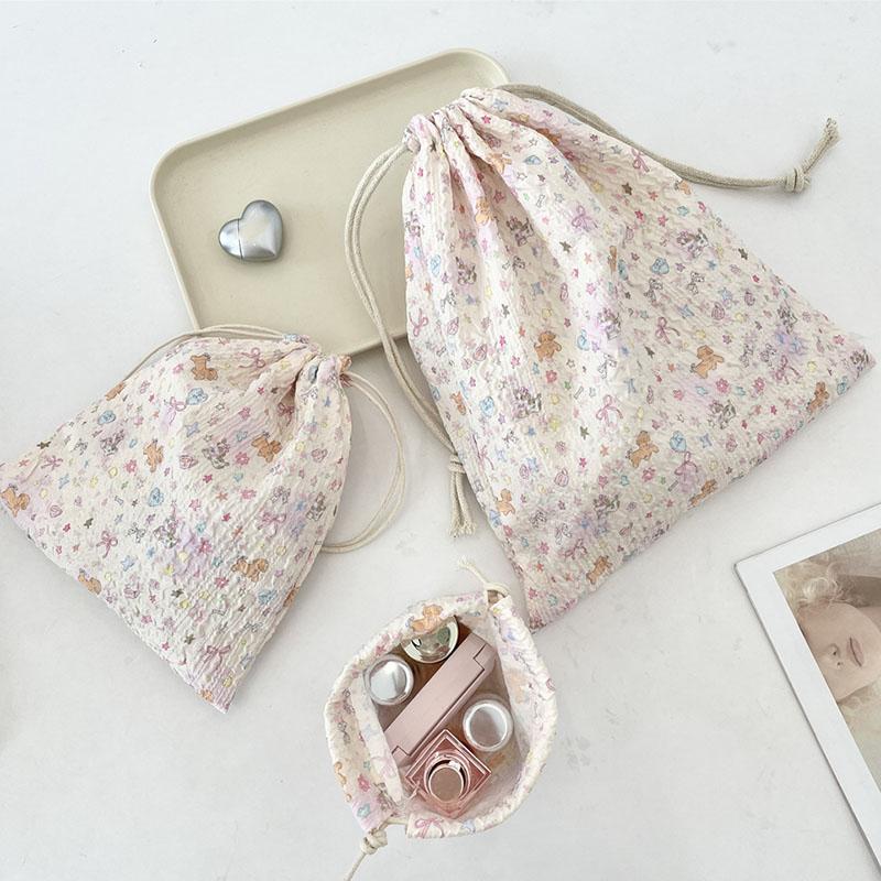 1pcs Makeup Organizer Travel Wash Sock Towel Storage Bag Cute Cartoon Drawstring Pouch for Cosmetic Brush Storage Dustproof Case