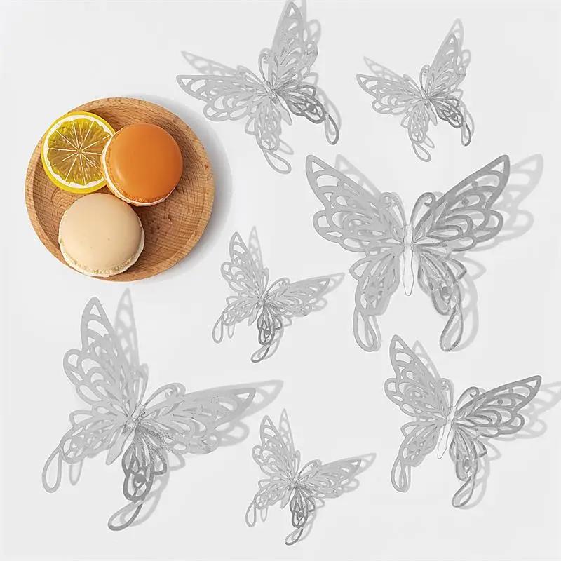 12/24/48pcs 3D Butterfly Wall Decor Wall Sticker, Gold Butterfly Decorations for Butterfly Birthday Party Cake Room Decorations