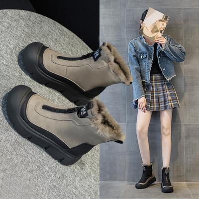 Boots Women's Soft Leather Martin Boots Comfortable Women's Shoes 2025 Autumn New Velvet Short Boots Autumn and Winter Popular All-match