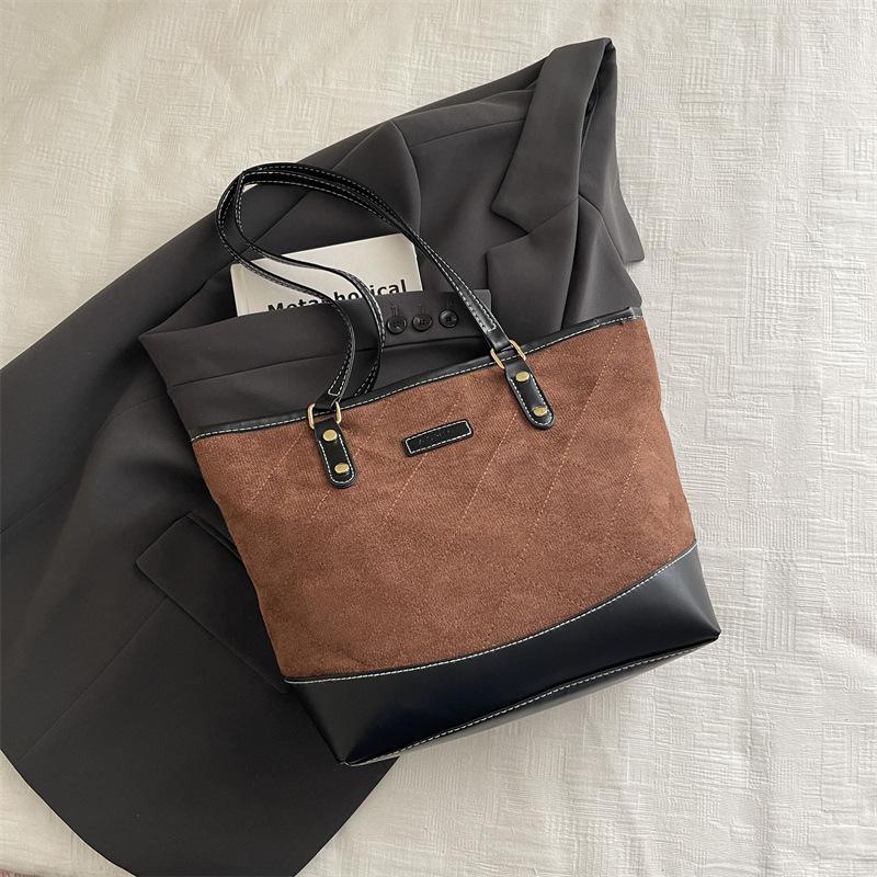 

Large-capacity commuter class tote bag autumn popular rhombus splicing advanced atmosphere class bag casual shoulder bag