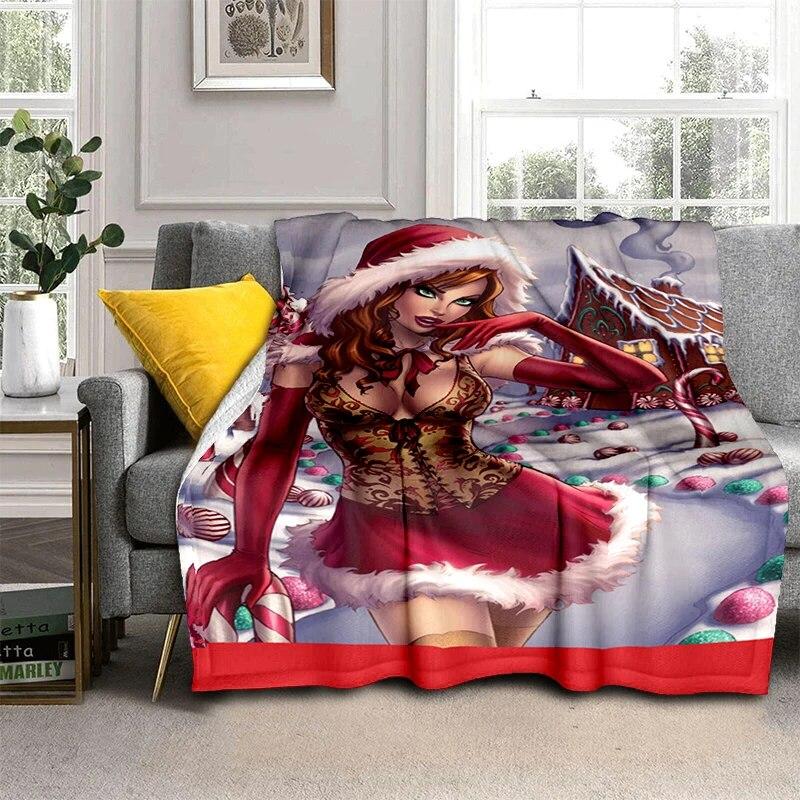 Weihnachten Sexy Schönheit Geschenk Weiche Plüsch Sofa Bett Werfen Cartoon Picknick Decken Moderne Flanell Decke Abdeckung Bettdecke Geschenk