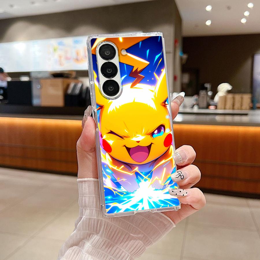 Transparent Soft Phone Cover Case for Samsung Galaxy Z Fold 7 6 5 4 3 ZFold4 ZFold5 ZFold3 ZFold6 ZFold7 Cute Pokemon Pikachu