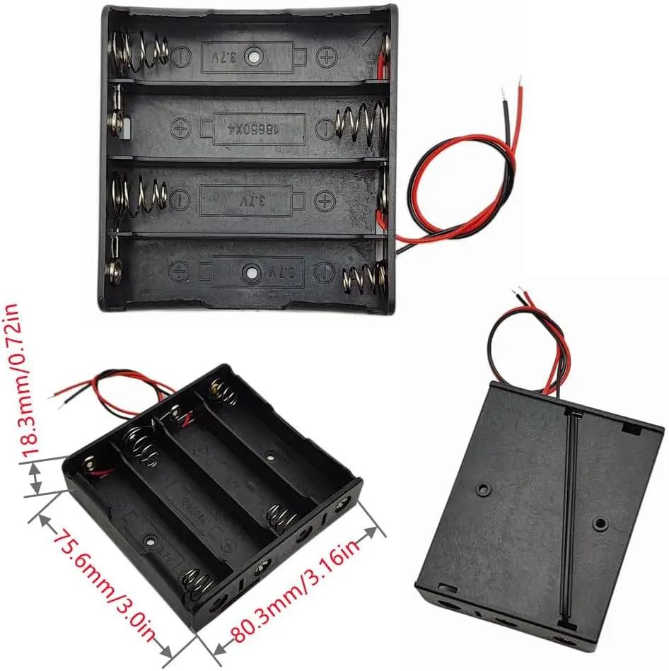3pcs 18650 Battery Holder Storage Case 1 Slot 37V for 1 2 3 4 Cells with Black Red Wires Plastic Container Box