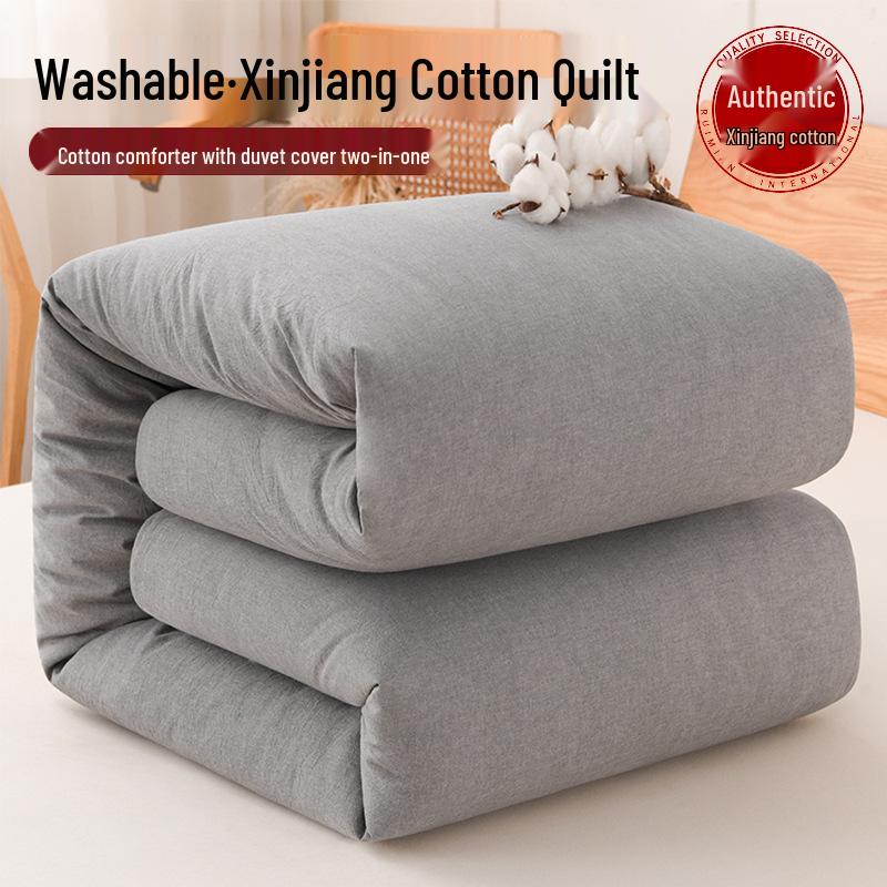 Kołdra z bawełny Xinjiang - Gruba, zdejmowana i zmywalna do akademików i łóżek pojedynczych, idealna na zimę, wiosnę i jesień.