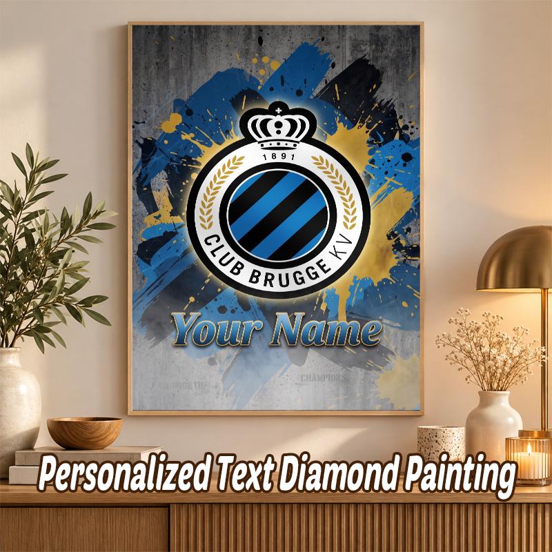 Club Brugge FC Custom Name Text 5D Diamond Painting Kit DIY Full Drill Diamond Art Decoration