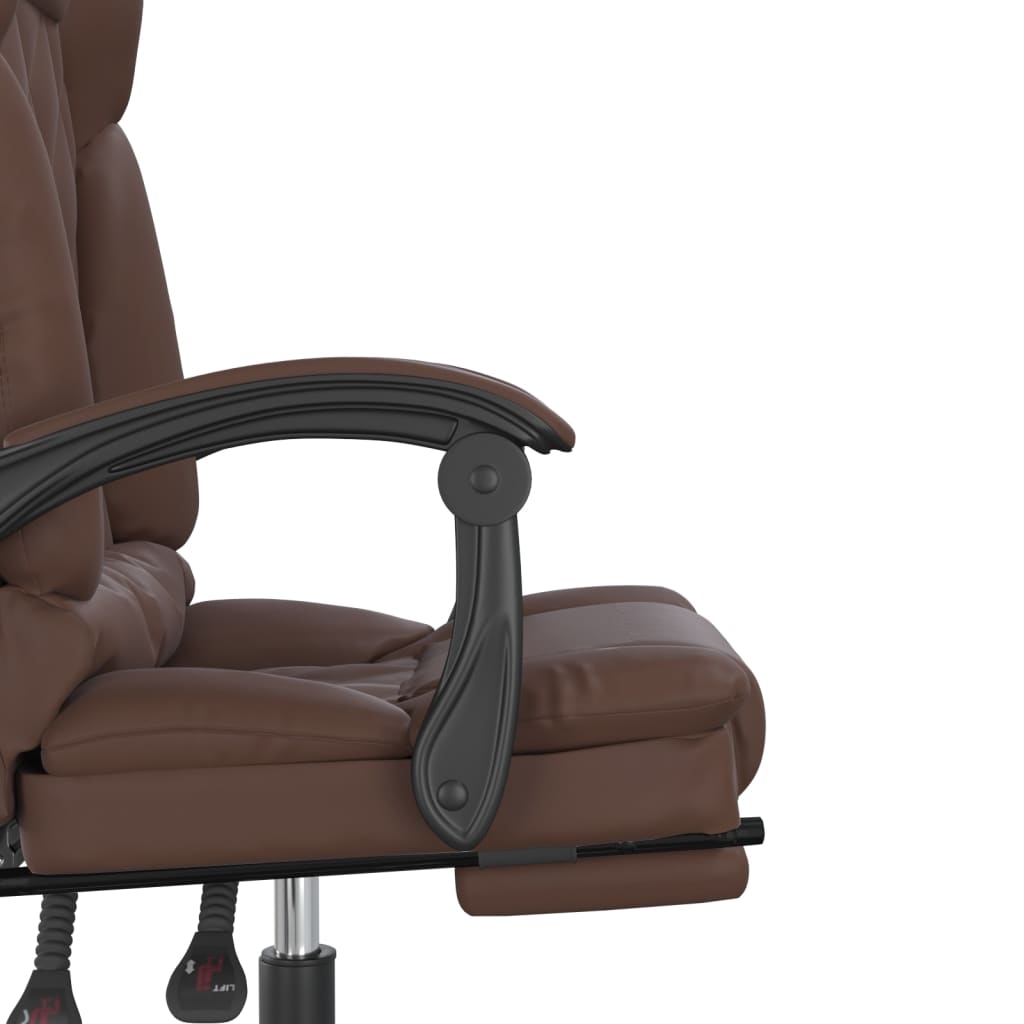 Office Chair with Massage Function Brown Faux Leather