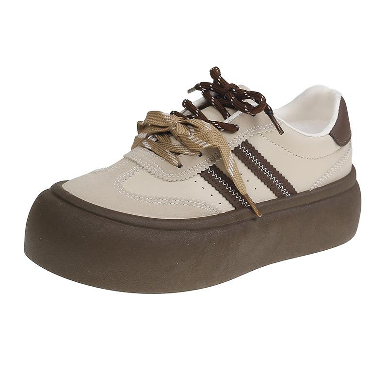 

Белые туфли на внутренней платформе для женщин 10СМ8СМ6 платформа маффин ретро моральные тренировочные туфли интернет-знаменитость спортивная обувь модели 2025 года осень 40