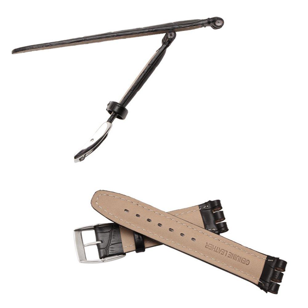 Chocoman Swatch Strap, 17mm/19mm Genuine Leather Watch Band, Waterproof [Includes 3 Spring Bars, Spring Bar Remover, and Box]
