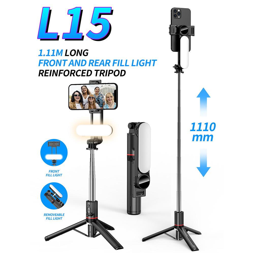 

L15 Portable Fill Light Selfie Stick Wireless Bluetooth-compatible Remote Control Tripod Stand for 8-Pin Android Cell Phones Type A