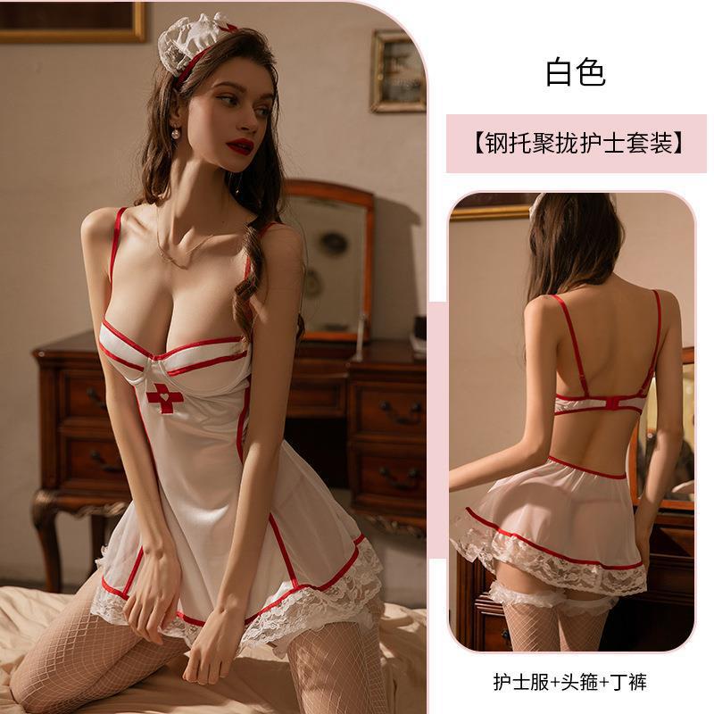 Sexy lingerie nurse uniform suit cosplay temptation pure desire large size suspender clothes free new models