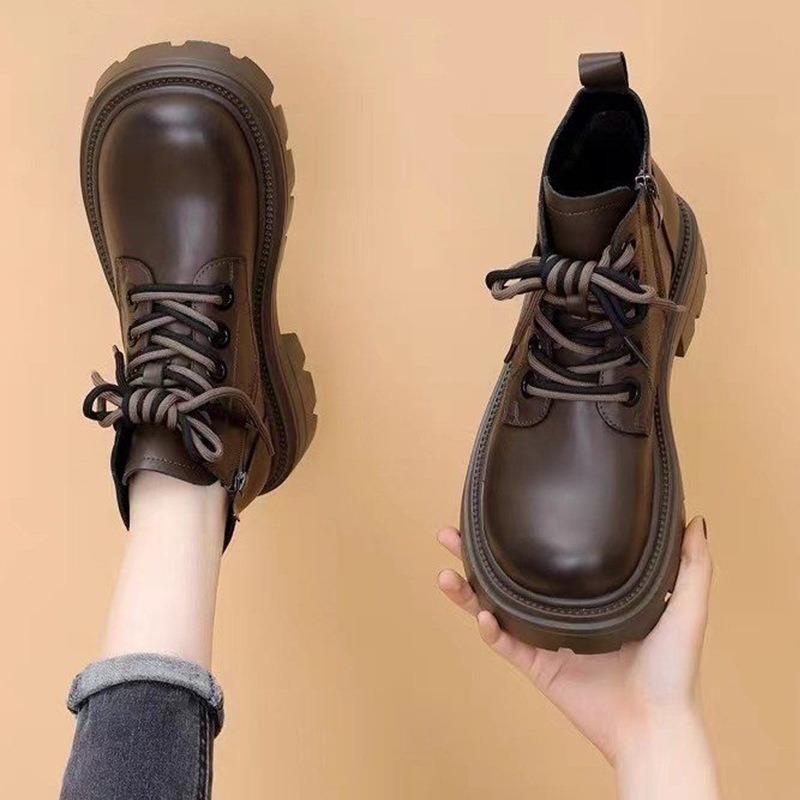 Women's Thick-soled Non-slip Short Leather Boots