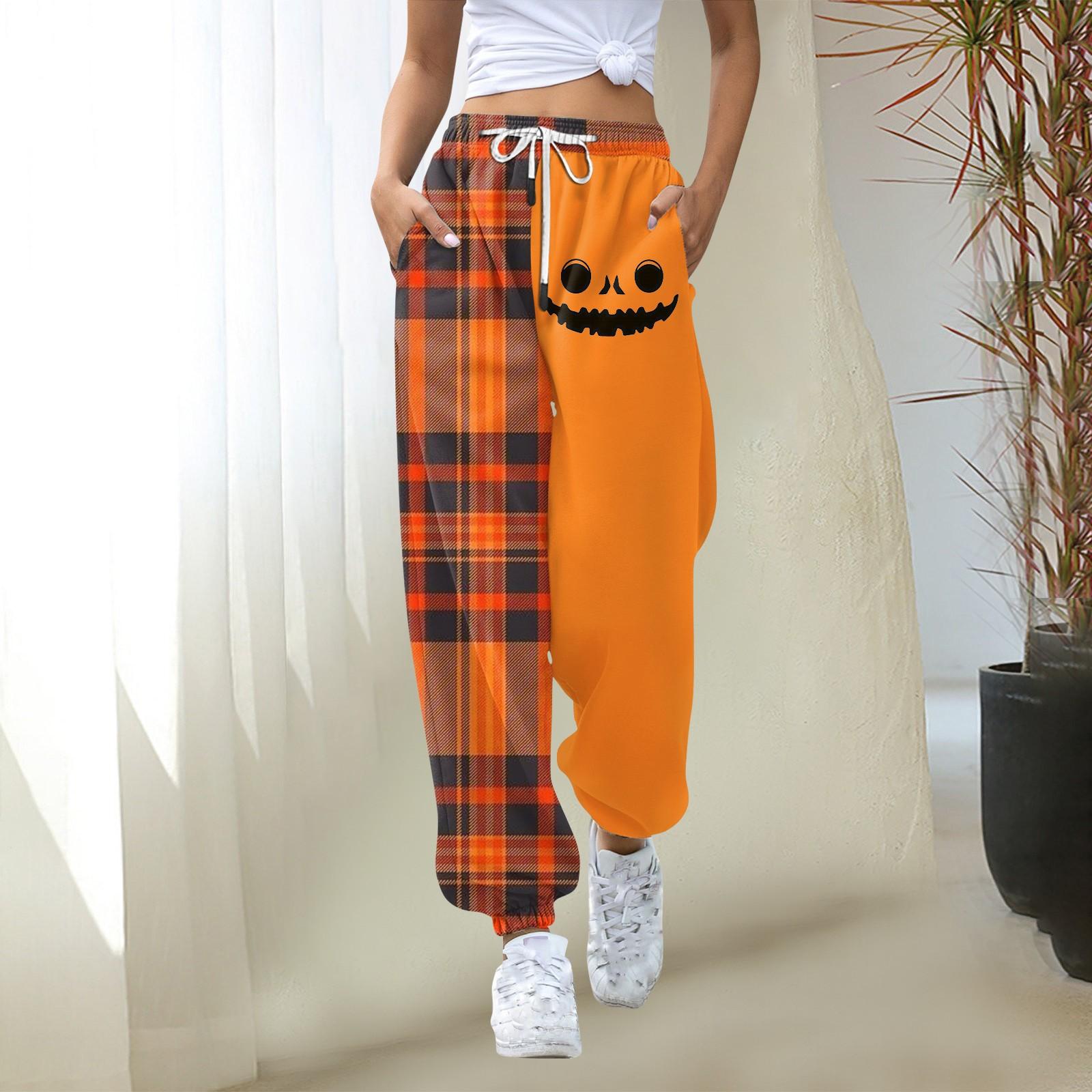 

Жіночі повсякденні модні різдвяні принтові повсякденні штани з гумкою на талії S помаранчевий