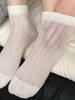 3 Pairs Women Summer Thin Mesh Socks Women Short Ssocks Student Solid Color Simple Summer Midsole Breathable Sports Socks