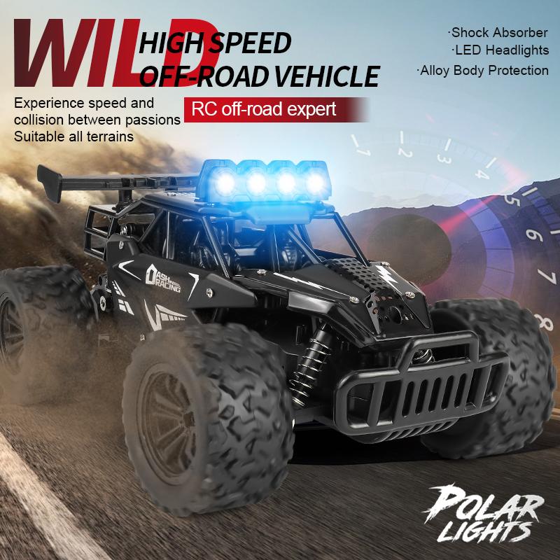 1:16 20KM/H RC Car With LED Light 2.4G High Speed Off-Road Climbing 2WD Remote Control Car Toy Gifts for Boys Girls Kids
