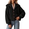 Women's Vintage Cropped Single-Breasted Sweater Cardigan with Pockets, Casual Knit Outerwear