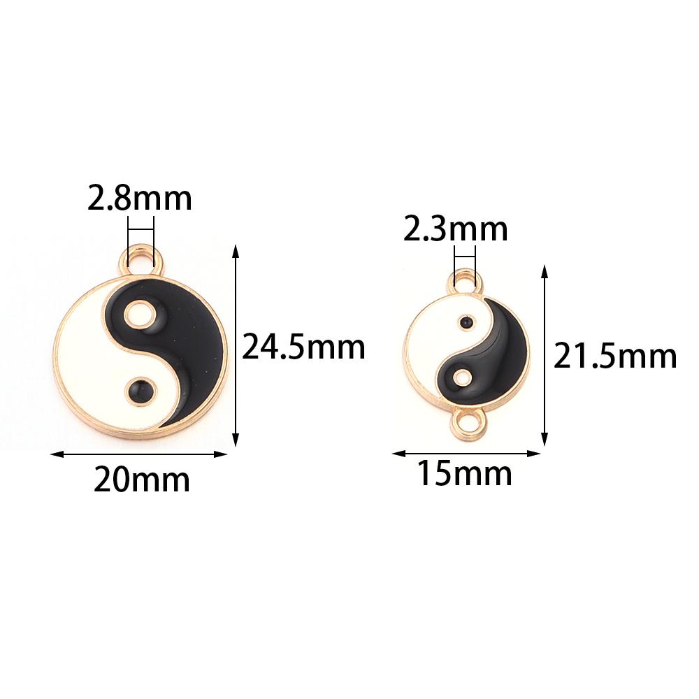 10Pcs/Lot Tai Chi Pattern Charms Alloy Enamel Pendants Double Hole Charms For Jewelry Making DIY Necklace Bracelet Accessories