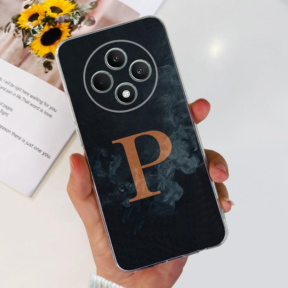 Für OPPO Reno12 F Hülle Niedliche A Z Buchstaben Blume Transparent Weiches Silikon Handy Rückseite Abdeckung Für OPPO Reno 12F 5G Reno12F 2024 Capa