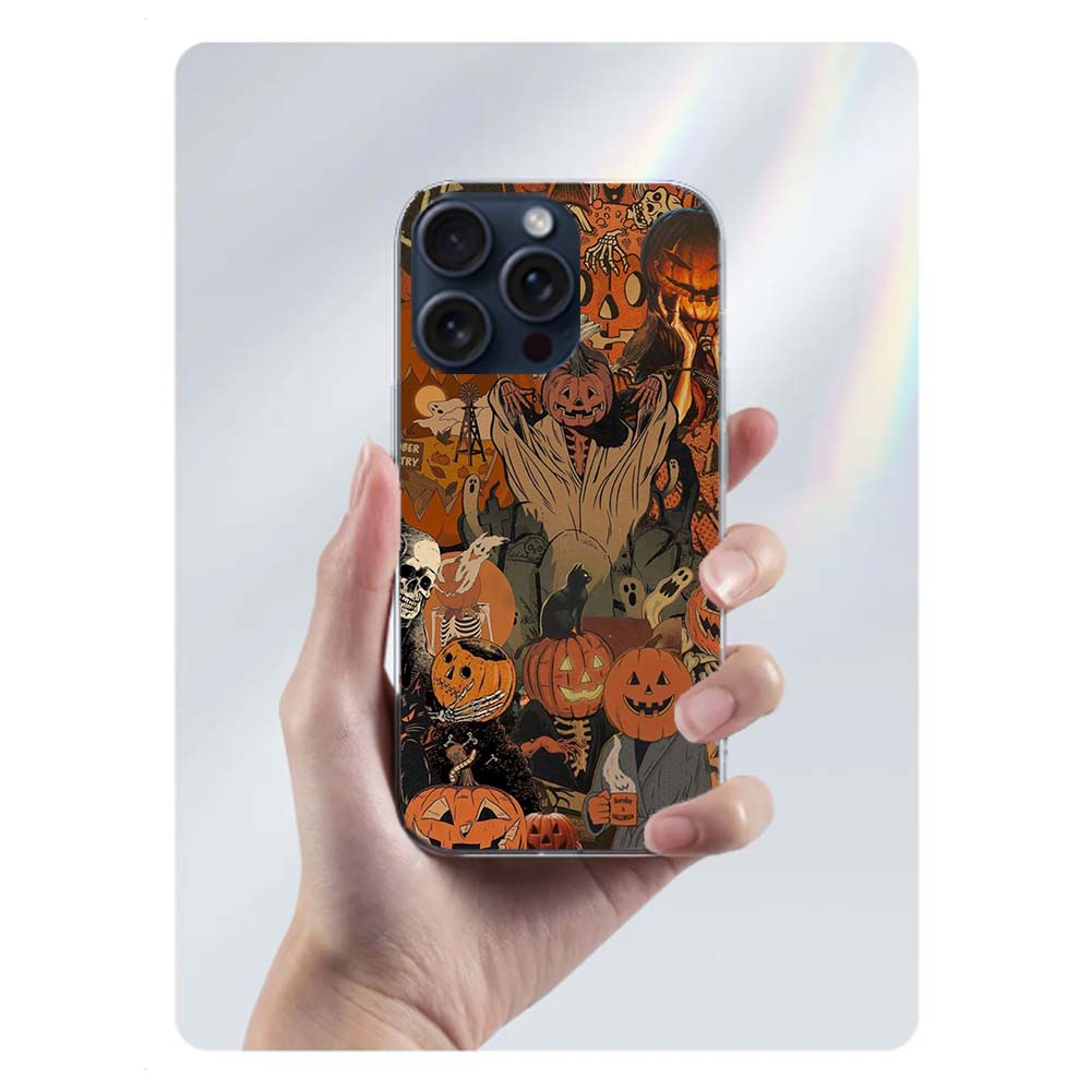 Halloween Fall Art Witch Cat Clear Phone Case For Iphone 17 Air 16 Pro Max 15 Pro 14 Plus 17E 16E 11 13 12 Mini Cover Cases Fund