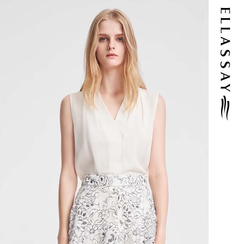 ELLASSAY Women s Pleated Sleeveless Blouse M