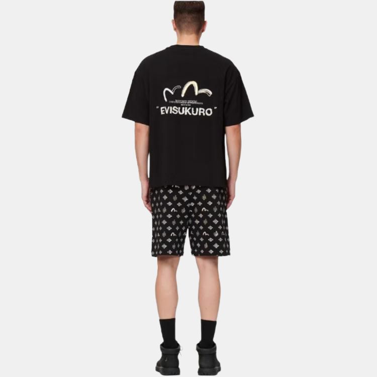 Evisu Straight Fit T Shirt Men's Black Gift Recommendation 2ESGNM1TS566BZ