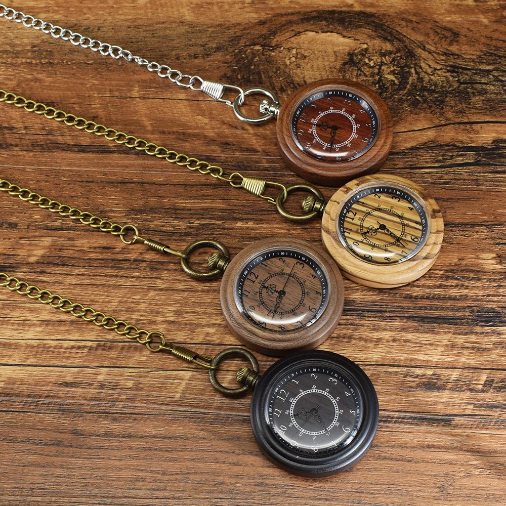Natural Wood Watch Unisex Pocket Watch Quartz Watches for Men and Women fashion