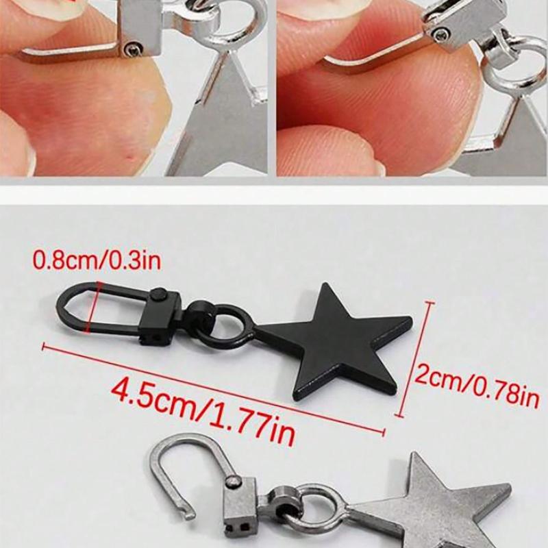 4pcs/Set Random Color Metal Zipper Puller Pendants In Star Shape, Removable, Great for Replacing Old Zipper Head On Bags, Shoes and Clothes