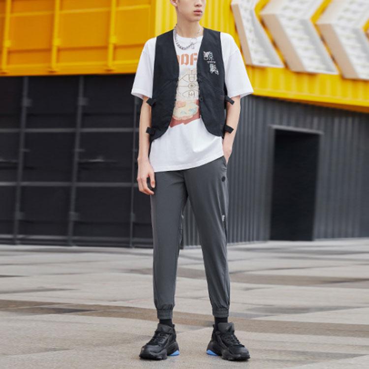 Li Ning Badfive Sports Basketball Series Cuffed Sports Casual Long Pants Men bottoms Gray AYKR133-4