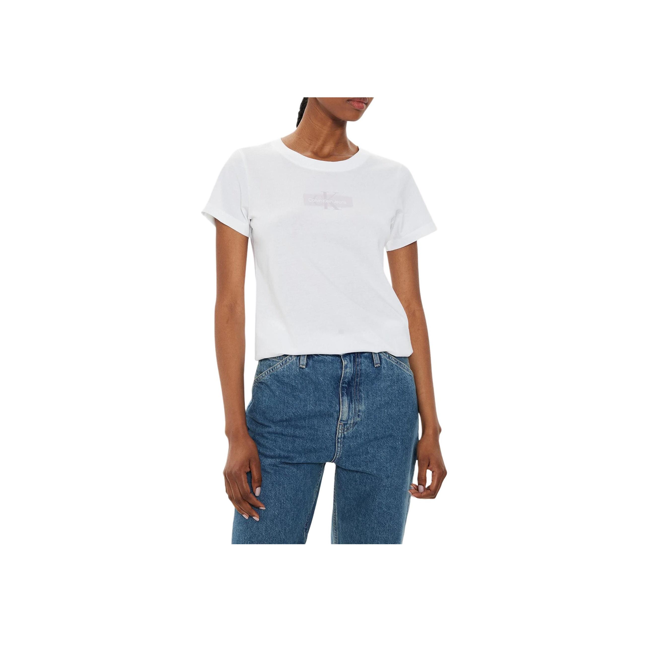 

Calvin Klein Однотонная футболка с круглым вырезом и надписью «Light», женская, белая J20J223625-YAF S
