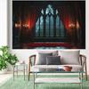 One-person Gothic window lightning red curtains polyester photography background Halloween decoration party background