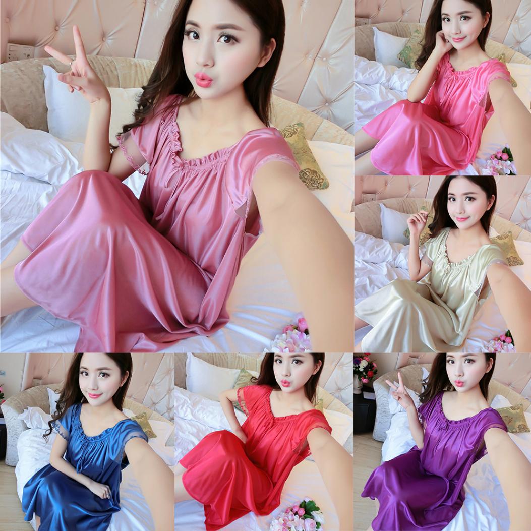 

Сексуальное женское летнее свободное платье, ночная рубашка, однотонная пижама, ночная рубашка розовый