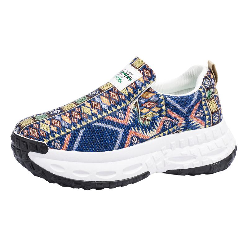 

Men s thick-soled casual sports shoes, height-increasing and breathable thick-soled canvas shoes, patterned men s shoes 44